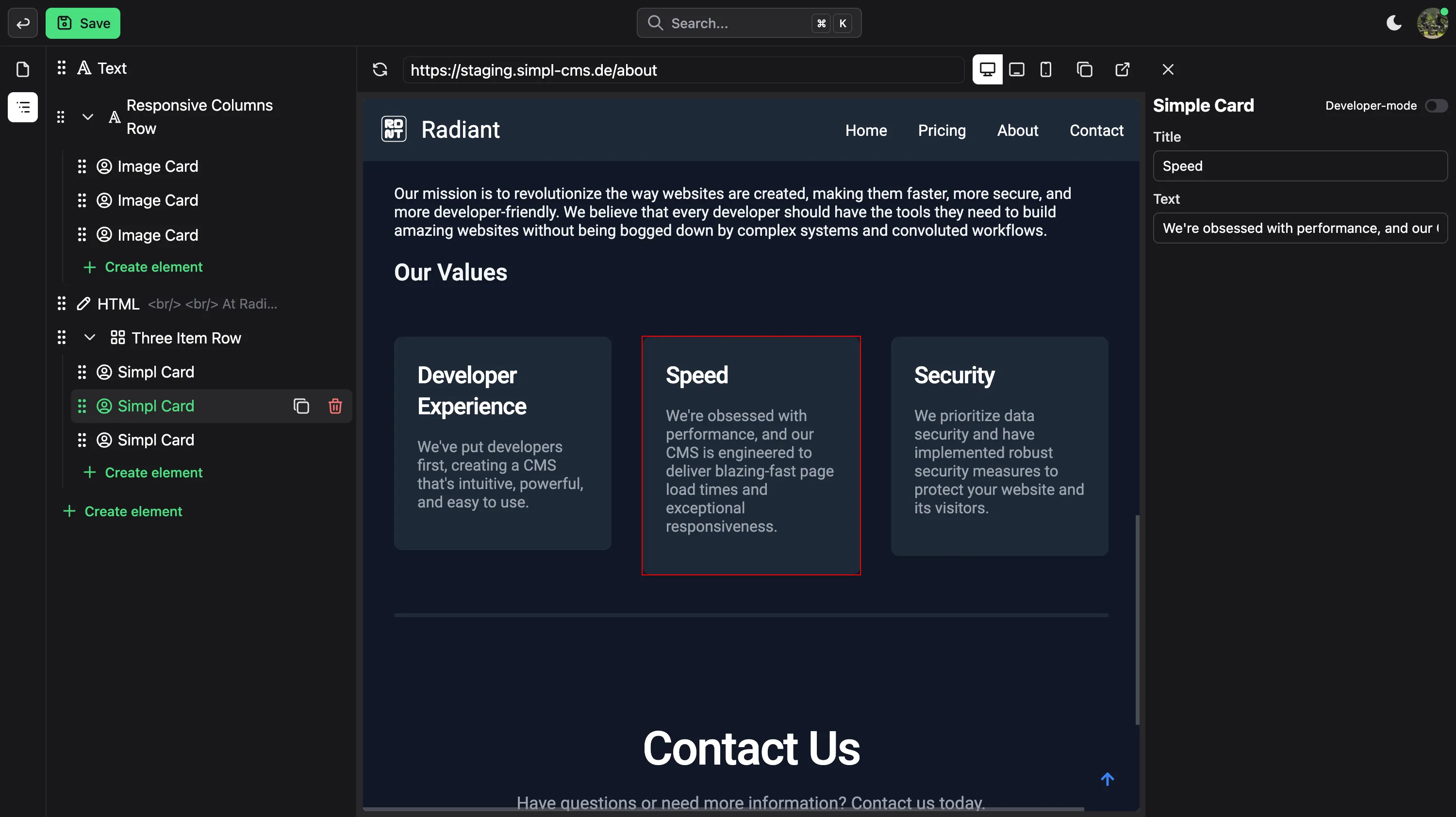A Screenshot of our intuitive Page-builder