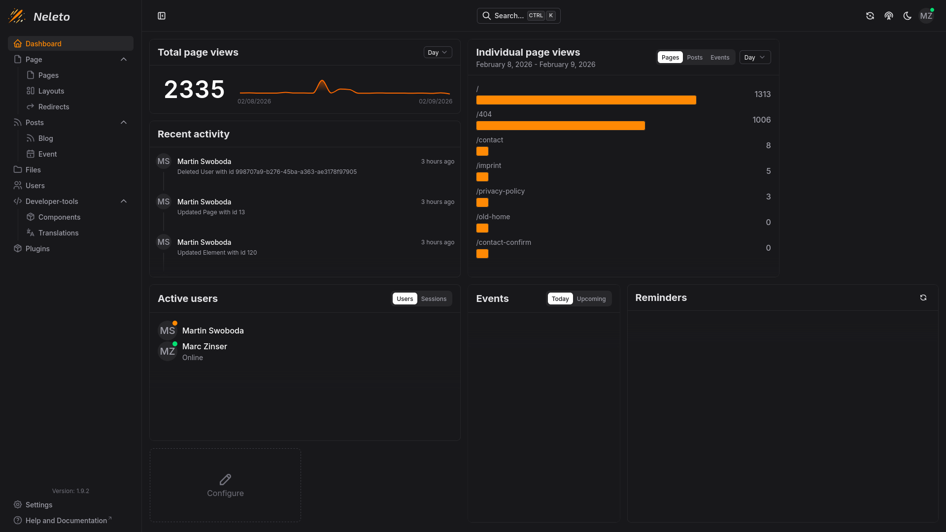 A Screenshot of our intuitive Admin-panel